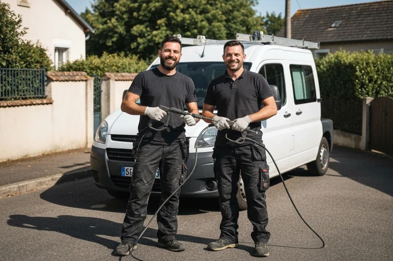 Équipe nettoyage toiture Gard — artisans sur chantier à Nîmes